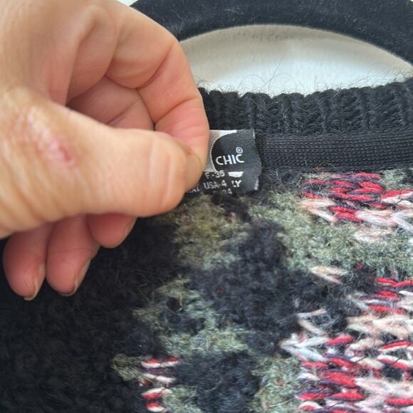 Tricot Chic Italian Unique Black Floral Mohair Sweater Coat Cardigan 4 / S - Picture 12 of 13